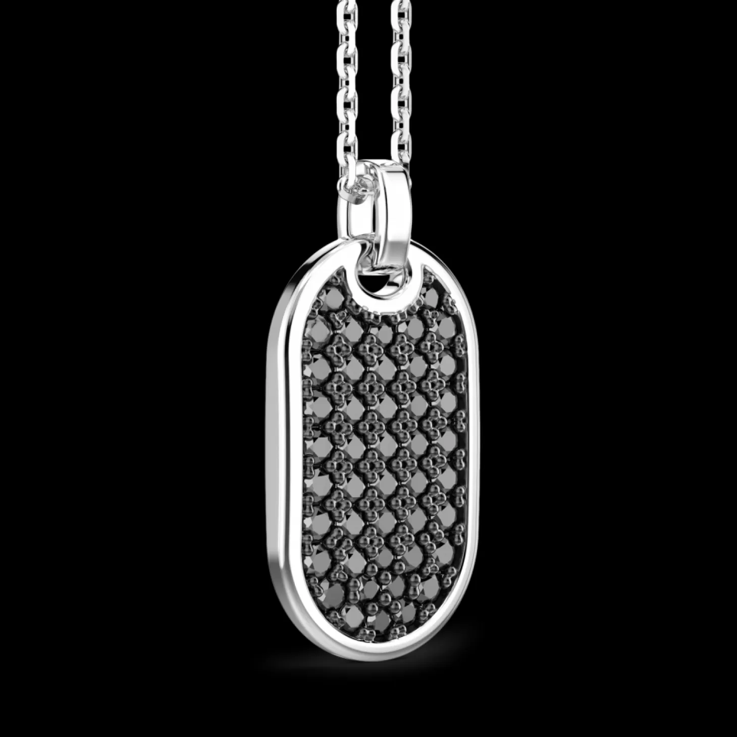 Zancan Gioielli Collana Zancan In Argento Con Pendete A Targa Con Pietre Nere.> Collane