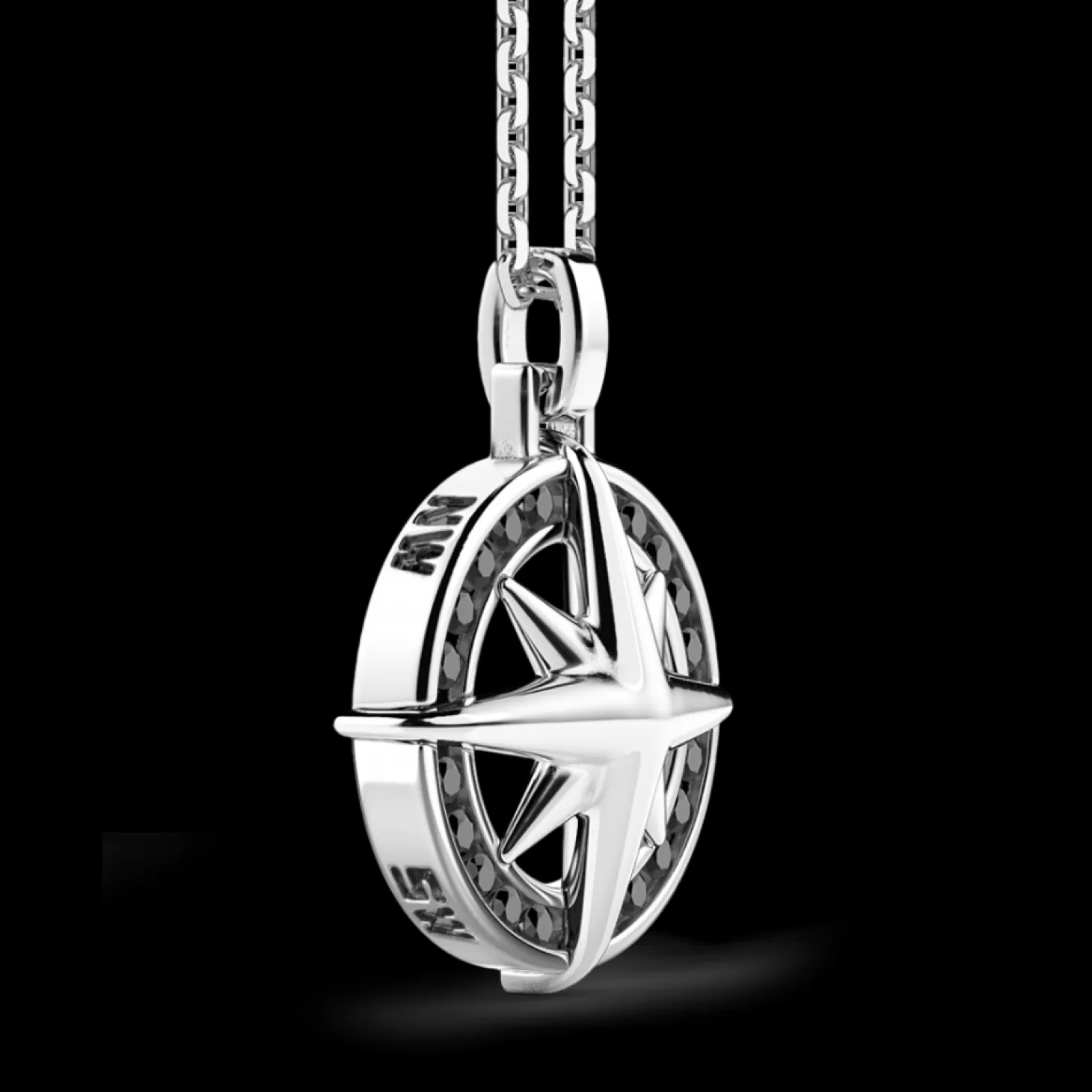 Zancan Gioielli Collana Zancan In Argento, Pendente A Rosa Dei Venti Con Pietre Nera> Collane