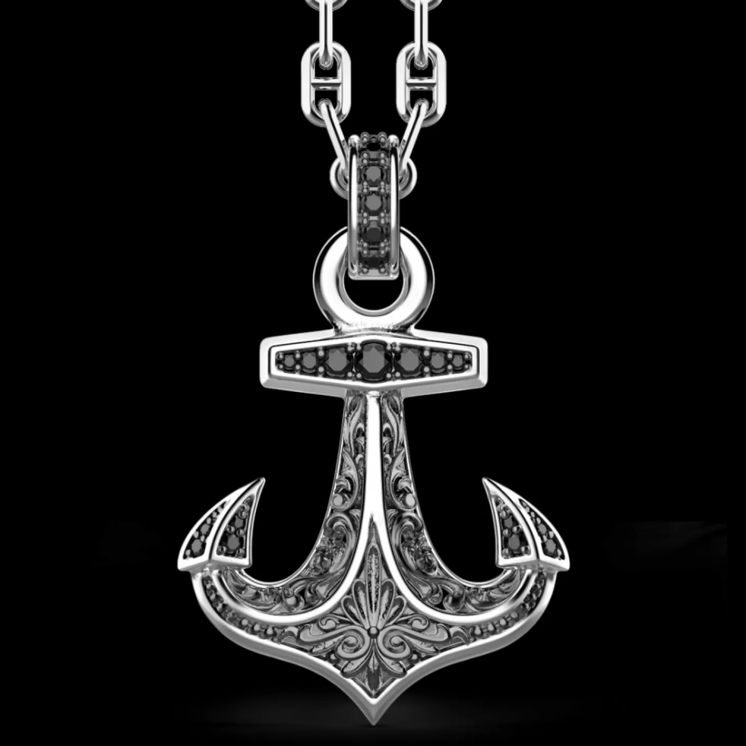 Zancan Gioielli Collana Zancan In Argento, Pendente Ad Acora Con Pietre Nere.> Collane
