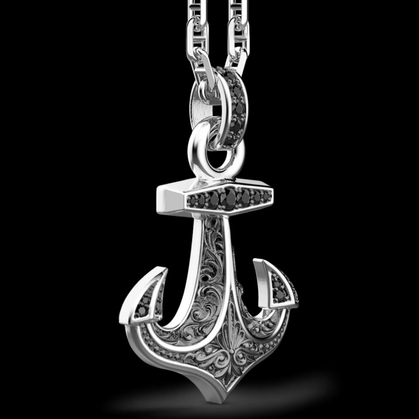 Zancan Gioielli Collana Zancan In Argento, Pendente Ad Acora Con Pietre Nere.> Collane