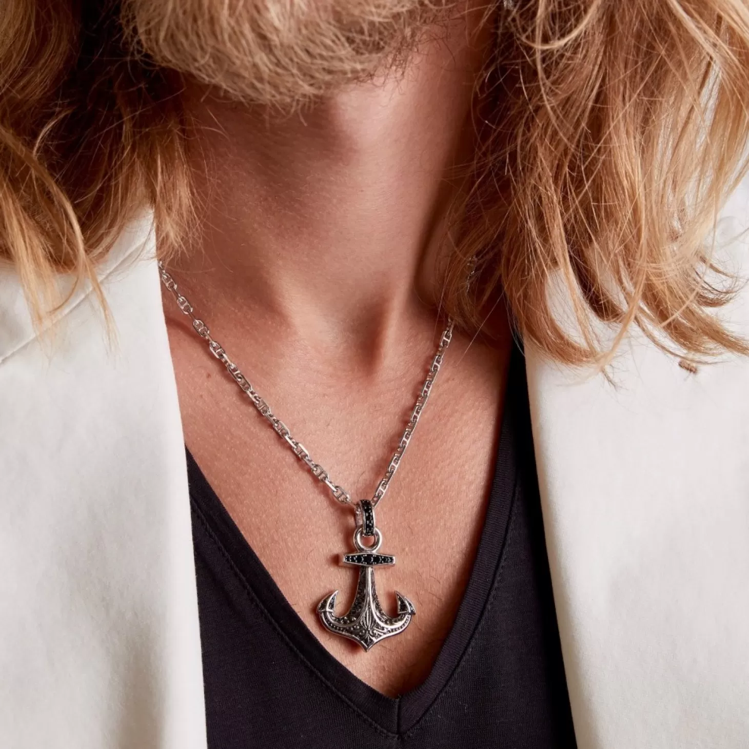 Zancan Gioielli Collana Zancan In Argento, Pendente Ad Acora Con Pietre Nere.> Collane