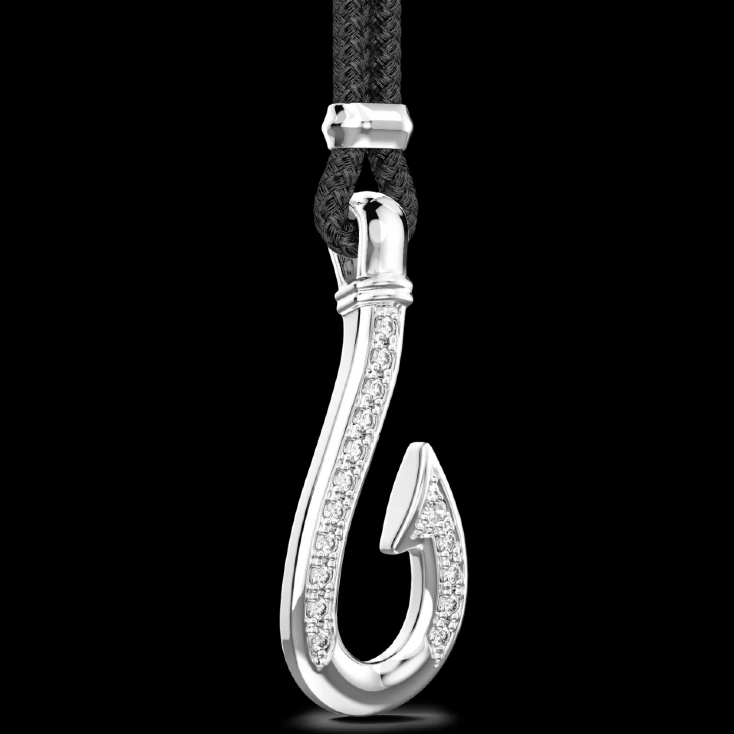 Zancan Gioielli Collana Zancan In Kevlar Con Pendente Ad Amo In Argento Con Pietre Bianche.> Collane