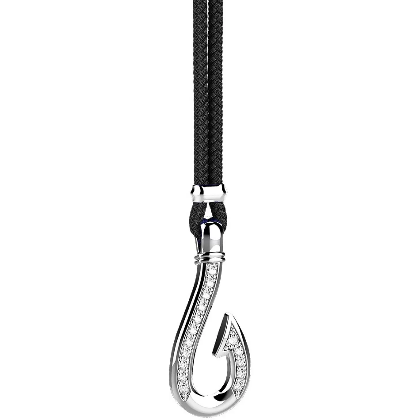 Zancan Gioielli Collana Zancan In Kevlar Con Pendente Ad Amo In Argento Con Pietre Bianche.> Collane