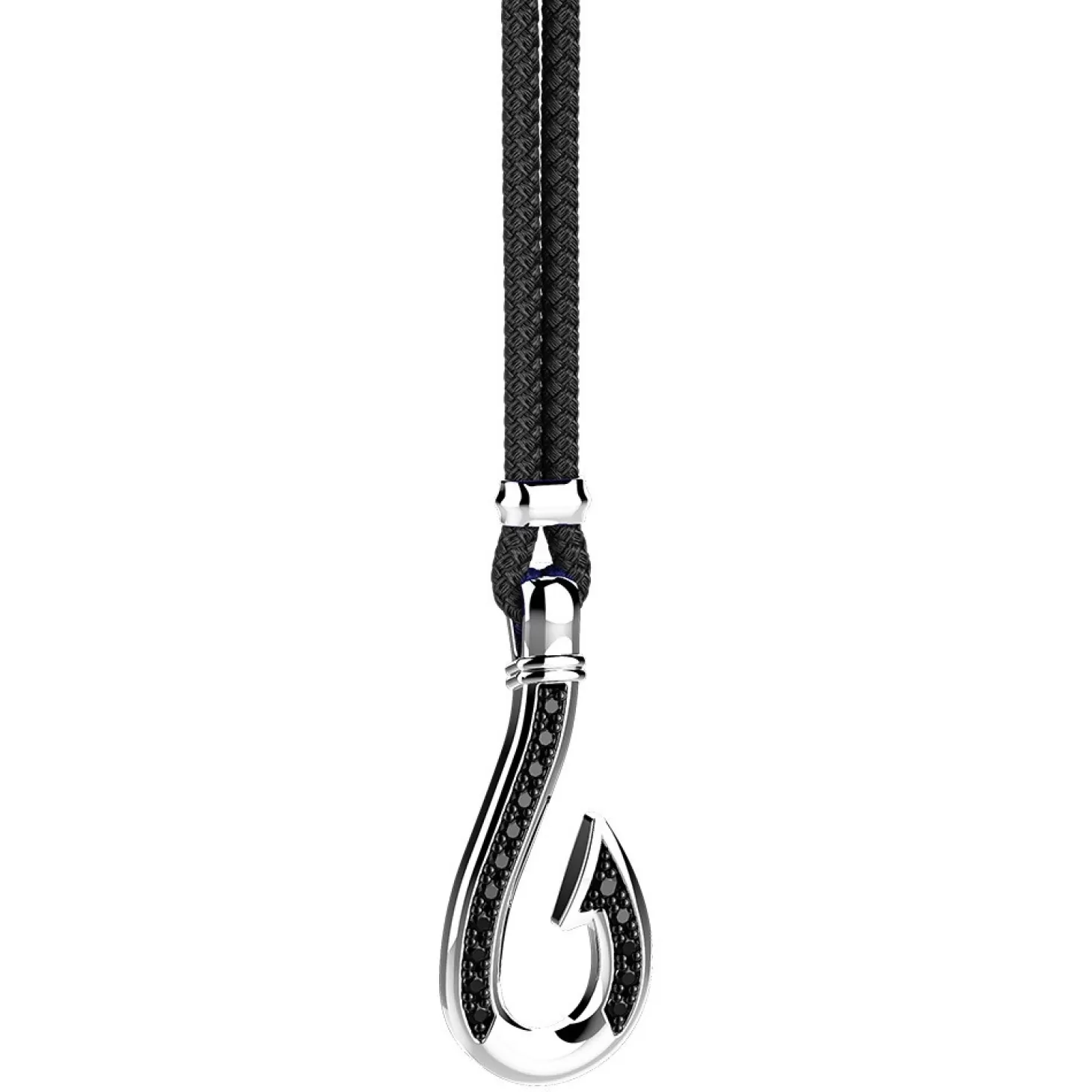 Zancan Gioielli Collana Zancan In Kevlar Con Pendente Ad Amo In Argento Con Pietre Nere.> Collane