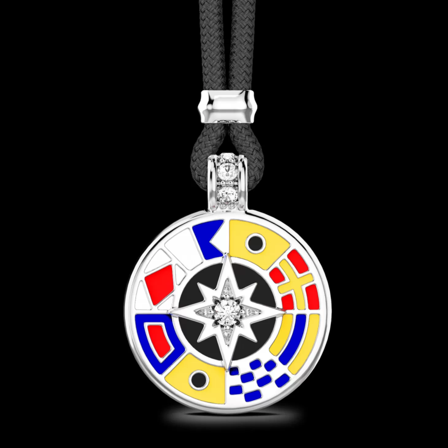 Zancan Gioielli Collana Zancan In Kevlar Con Pendente In Argento E Dettagli Smaltati.> Collane