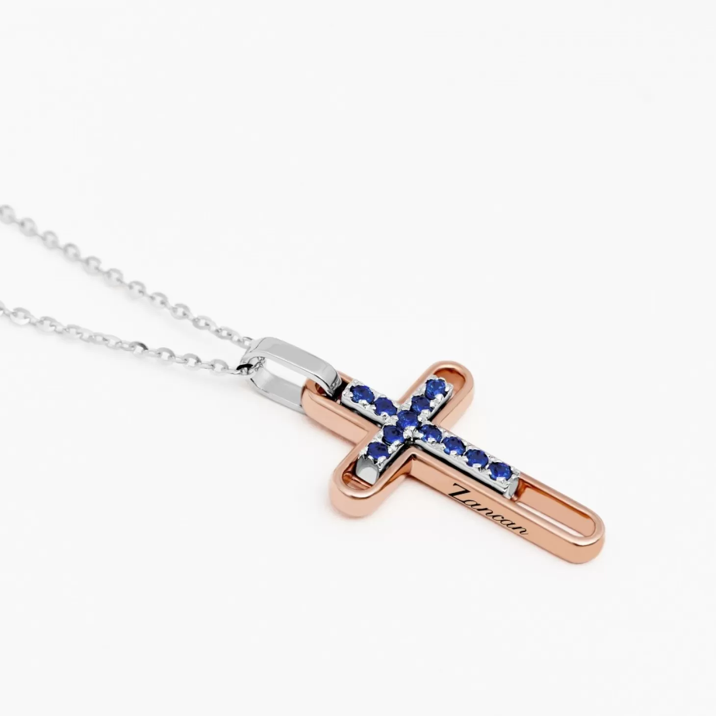 Zancan Gioielli Collanazancan In Oro Con Croce E Zaffiri Blu.> Collane