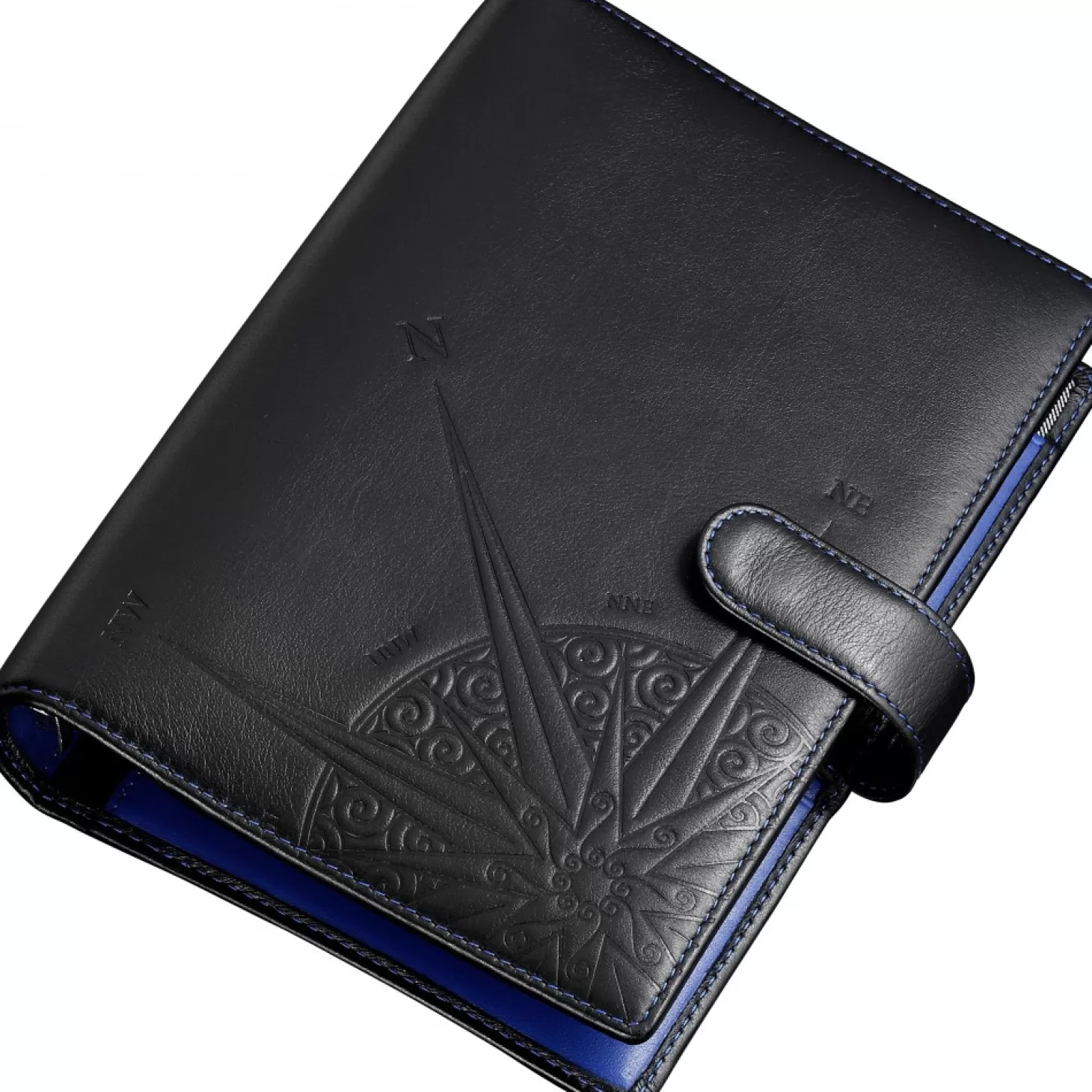 Zancan Gioielli Organiser In Pelle Nera E Interni Blu.> Accessori
